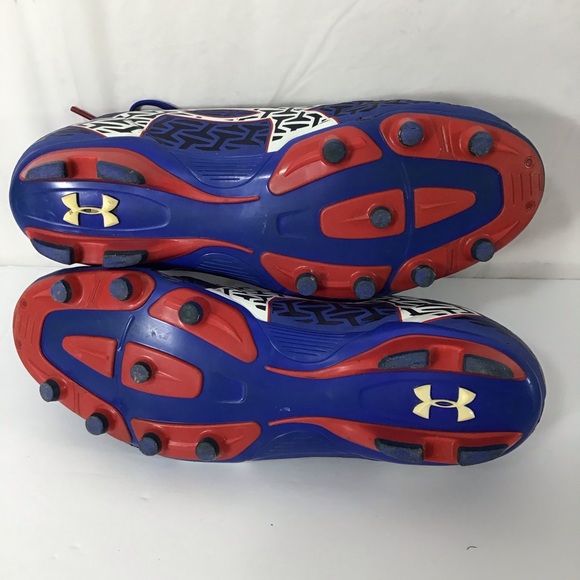 Under Armour Blue Red White Soccer Sports Cleats - Picture 4 of 7